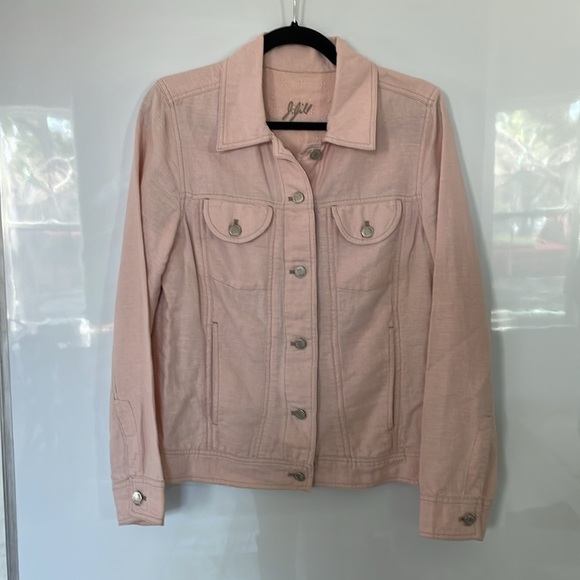 J Jill Cotton and Linen Blend Lightweight Jacket in Light Pink Size XS Tall - Picture 9 of 13